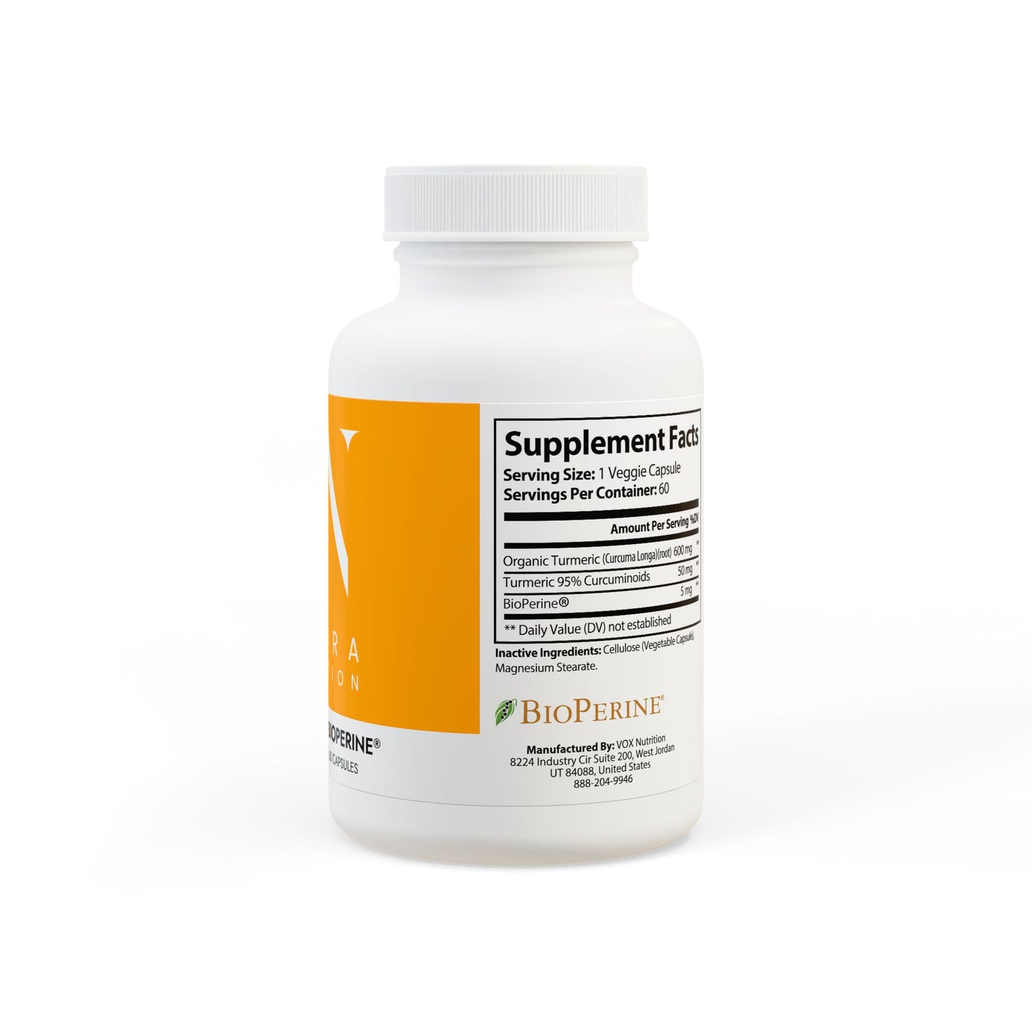 Turmeric with BioPerine® (Black Pepper Fruit Extract) Supplement (60 Capsules)