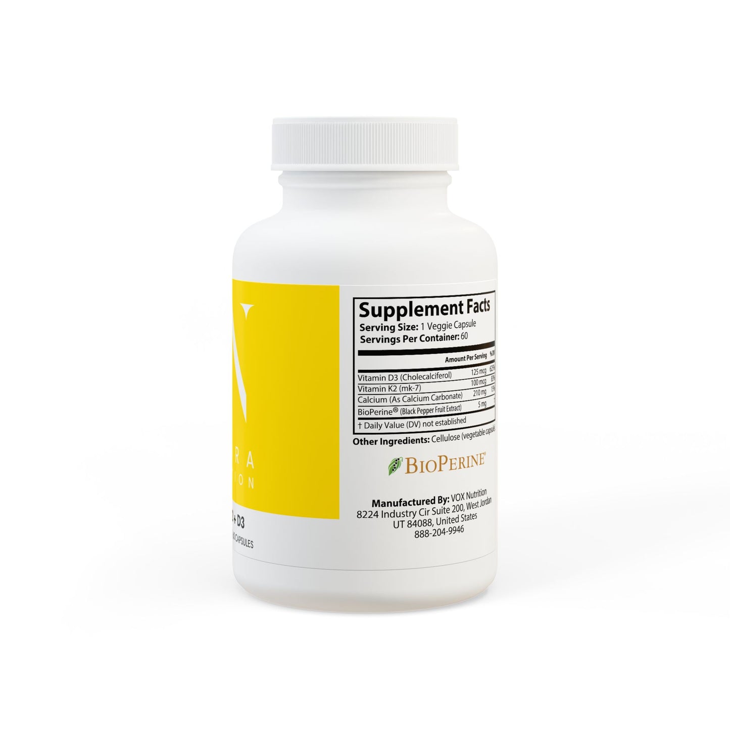 Vitamin K2 + D3 Supplement (60 Capsules)