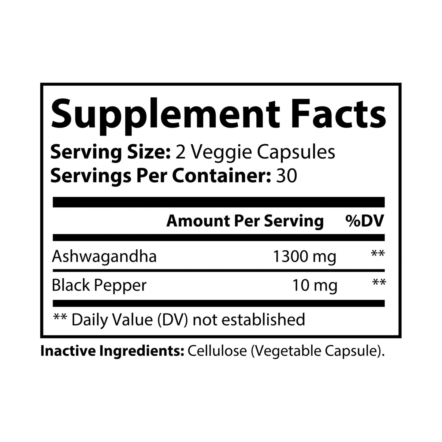Ashwagandha + Black Pepper Supplement (60 capsules)
