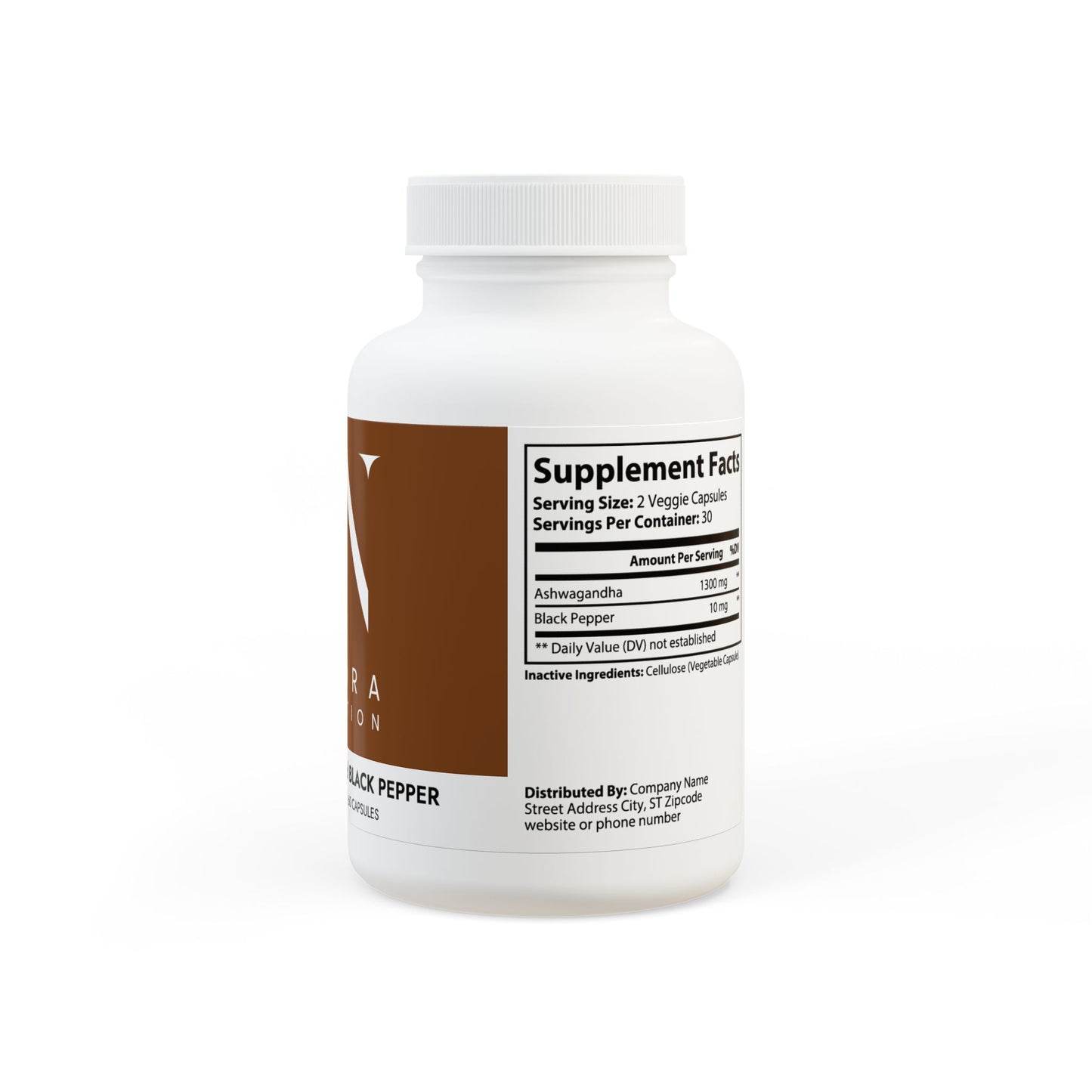Ashwagandha + Black Pepper Supplement (60 capsules)