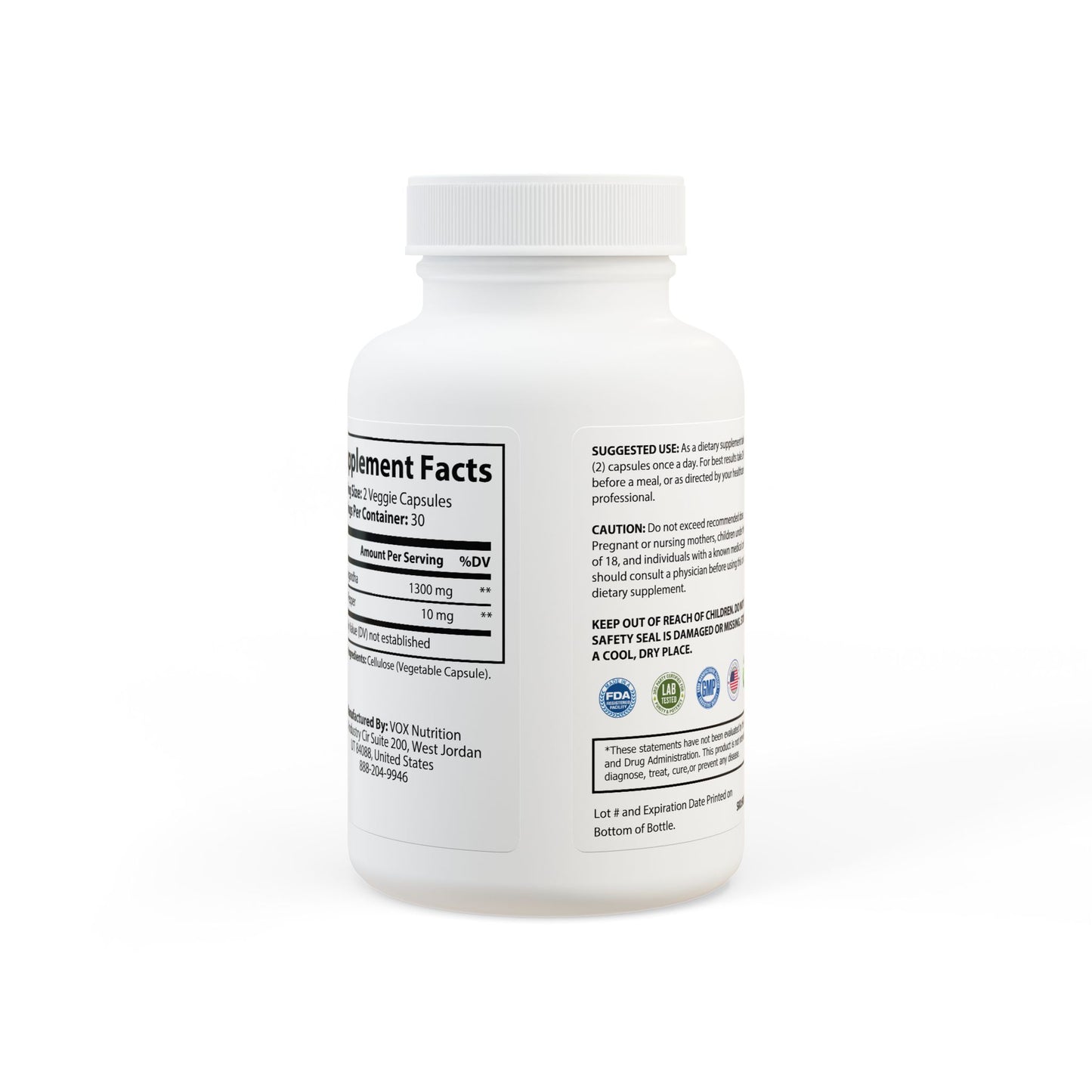 Ashwagandha + Black Pepper Supplement (60 capsules)